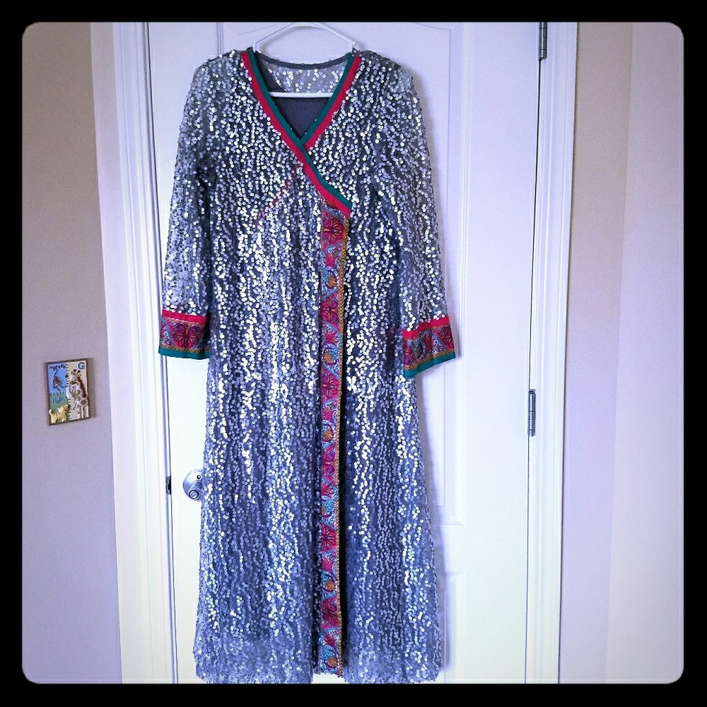Silver sequin 3 piece suit